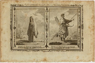 モスコーバイトの女性の習慣とカルミクの腕とドレス、1730年頃 作： William Grainger