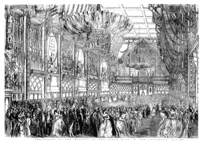 1886年7月1851年7月18日、ロンドン市ギルドホールでの州立ボールへの女王陛下の行列。 作： William Griggs