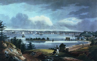 ブルックリン近郊のハイツから見たニューヨーク、1820〜23年（アクアチント色） 作： William Guy Wall