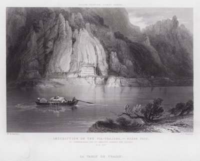 ヴィア・トラジャナ、カザン峠の碑文（彫刻 作： William H. Bartlett