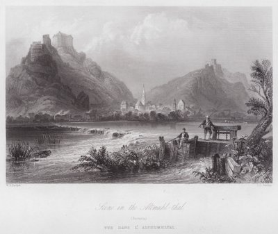 バイエルン州、アルトミュールタールの風景（エングレービング 作： William H. Bartlett