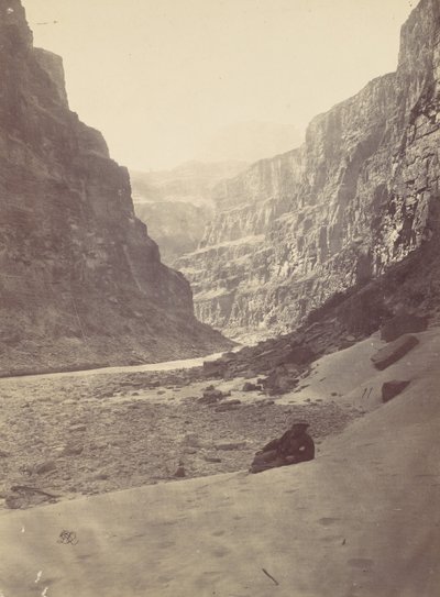 コロラド川のグランドカノン、カナブウォッシュの河口、1872年に西を見る。 作： William H. Bell