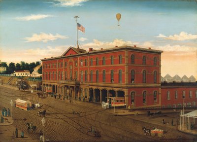 1859年から60年頃の3番街鉄道駅。 作： William H Schenck