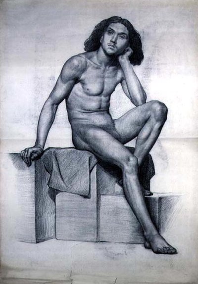 座ったヌードモデルの習作 作： William Hamo Thornycroft