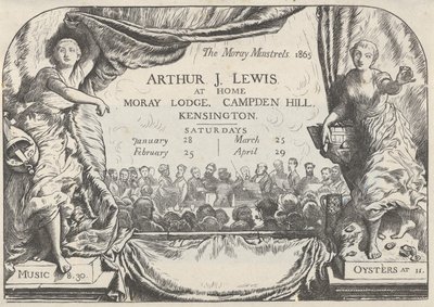 アーサー・ジェームズ・ルイスのモーレイ・ミンストレルの招待状、1865年。 作： William Harcourt Hooper