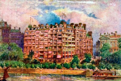 テムズ川から見たサボイ・ホテル（1905年、ロンドン）。 作： William Harold Oakley