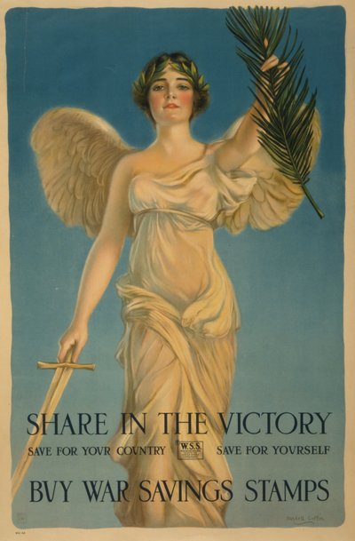 勝利の共有、戦争貯蓄スタンプの購入、第一次世界大戦ポスター、1918年 作： William Haskell Coffin