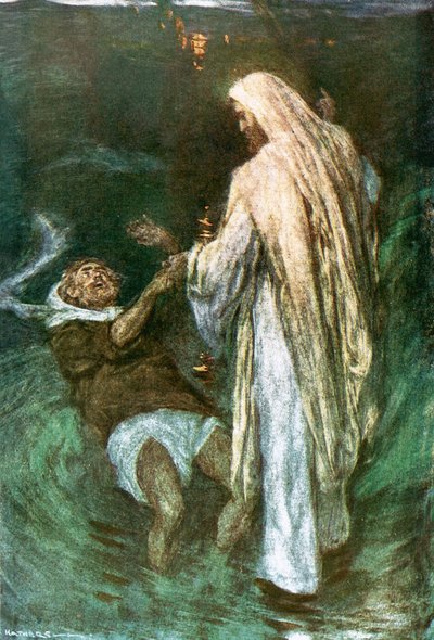 海の上を歩くキリスト 作： William Hatherell