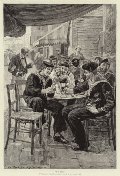 フランスの港で休暇中のチャム、英語、フランスの船員 作： William Hatherell