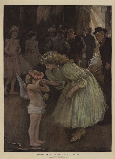 苦しみのキューピッド、良い妖精（chromolitho） 作： William Hatherell