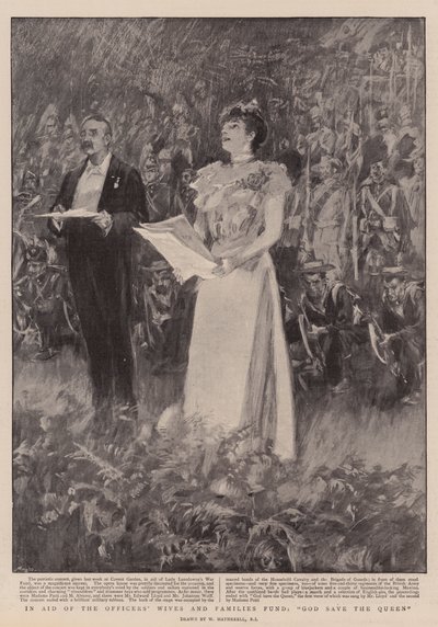 役員の妻と家族基金の援助で、神は女王を救った 作： William Hatherell