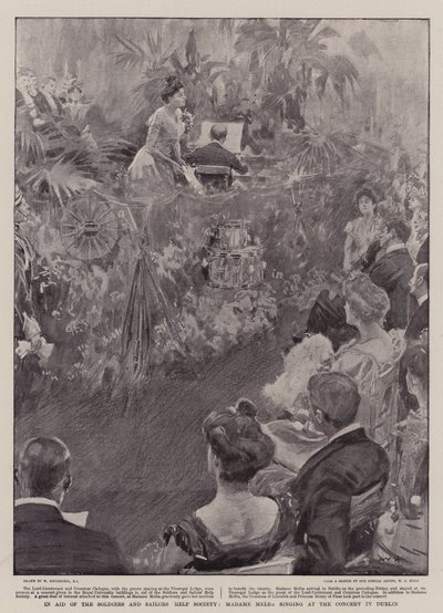 兵士と船員が社会を助けるために、ダブリンのコンサートでメルバ夫人が歌う 作： William Hatherell