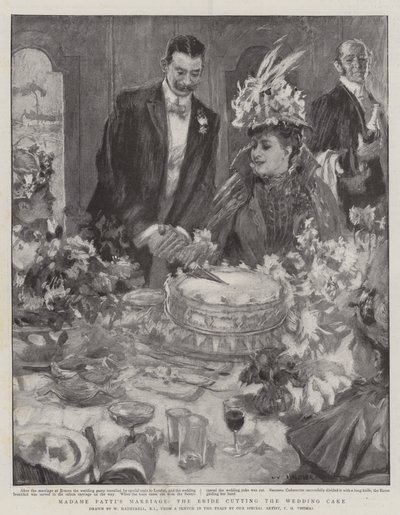 マティパティの結婚、ウェディングケーキを切る花嫁 作： William Hatherell