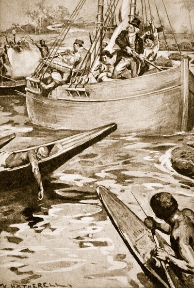 ムンゴパーク、ブッサ急流での先住民に対する最後の抵抗 作： William Hatherell