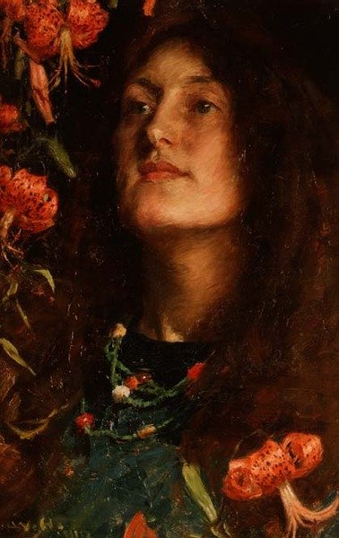 画家の妻、エミリー・ハザレルの肖像 作： William Hatherell