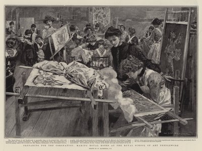 戴冠式の準備、ロイヤルスクールオブアートニードルワークでロイヤルローブを作る 作： William Hatherell