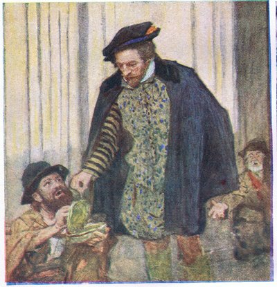 シェイクスピアは、マイマガジンpub.1922から乞食にペニーを贈ります 作： William Hatherell
