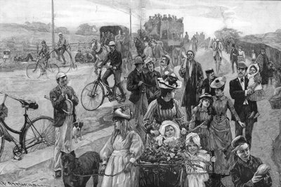 多くの自転車でストリートシーン 作： William Hatherell