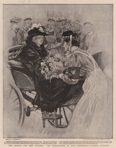 女王と彼女の看護師、ダブリン、バイスリーガルロッジでの視察 作： William Hatherell