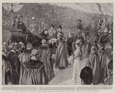 ダブリンの女王、市長、市民の剣を陛下に贈る 作： William Hatherell