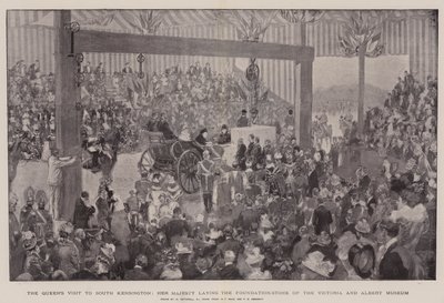 女王のサウスケンジントン訪問、女王陛下、ビクトリアアンドアルバート博物館の礎石 作： William Hatherell