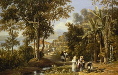 ブラガンツァ海岸のガーデンシーン、リオデジャネイロ、1827 作： William Havell