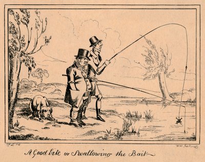 よいかみ傷または餌を飲み込む、1835年。 作： William Heath