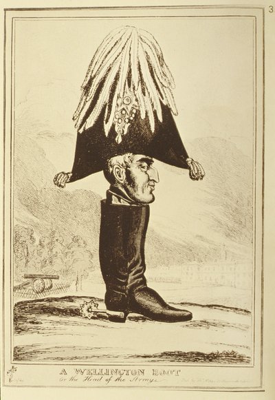 ウェリントンブーツ、または軍の頭、1827年 作： William Heath