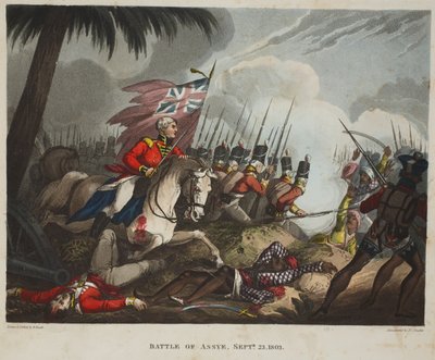 Assyeの戦い1803年9月23日、JC Stadlerによるアクアチント、パブ。テッグ、1818年4月（アクアチント） 作： William Heath
