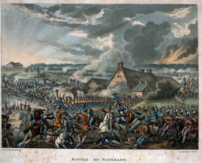 1815年のウォータールーの戦い、1818年にT.Teggによって出版された「ウェリントンの勝利」からのプレート29（アクアチント色） 作： William Heath