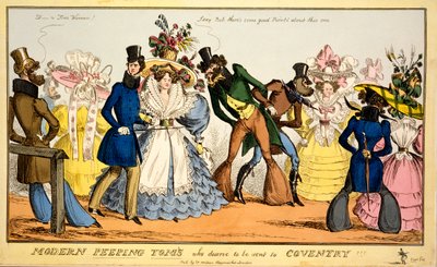 コベントリーに送られるのにふさわしい現代のぞき見のトム、1829年頃（手描きの彫刻） 作： William Heath
