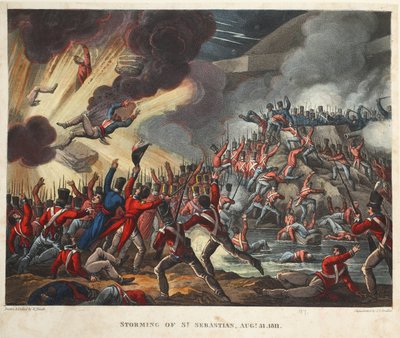 1811年8月31日の聖セバスチャンの嵐、パブJCスタドラーによるアクアチント。テッグ、1818年4月（アクアチント） 作： William Heath