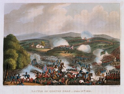 1815年6月16日のキャトルブラの戦い、トーマスサザーランド、1815年に彫刻（アクアチント色） 作： William Heath