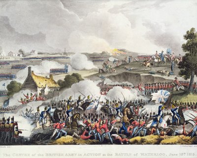 1815年6月18日、ウォータールーの戦いでイギリス軍が活動していた中心部、サザーランドが刻印 作： William Heath