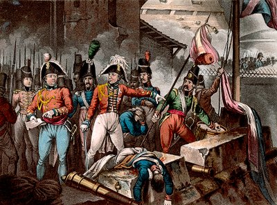 シウダード・ロドリゴ、スペイン、半島戦争、1812 c1818の占領時のウェリントン公。 作： William Heath
