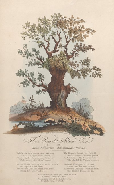 ロイヤル・アライド・オークと自作のマッシュルーム・キングス、1815年5月29日。 作： William Heath