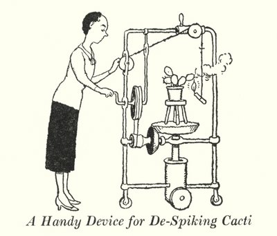サボテンの脱スパイクのための便利な装置（リトグラフ 作： William Heath Robinson