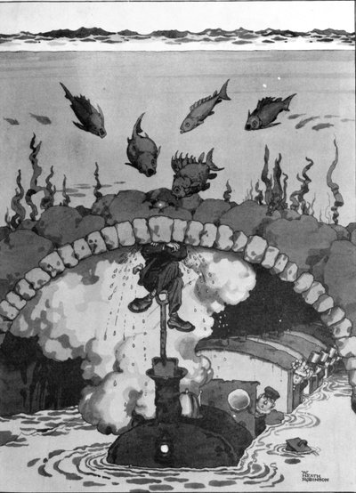チャンネルトンネルのリーク、「発明」からのイラスト 作： William Heath Robinson