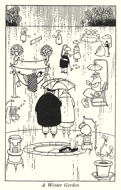 冬の庭」（リトグラフ 作： William Heath Robinson