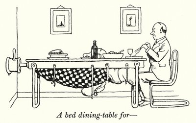 ベッド用ダイニングテーブル（リトグラフ 作： William Heath Robinson