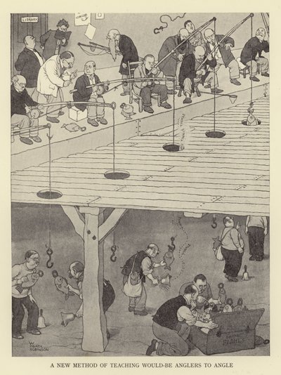 釣り人になることを教える新しい方法 作： William Heath Robinson