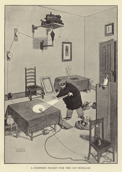 猫泥棒のサプライズパケット 作： William Heath Robinson