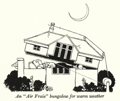 温暖な気候のためのバンガロー「エア・フレ」（リトグラフ 作： William Heath Robinson