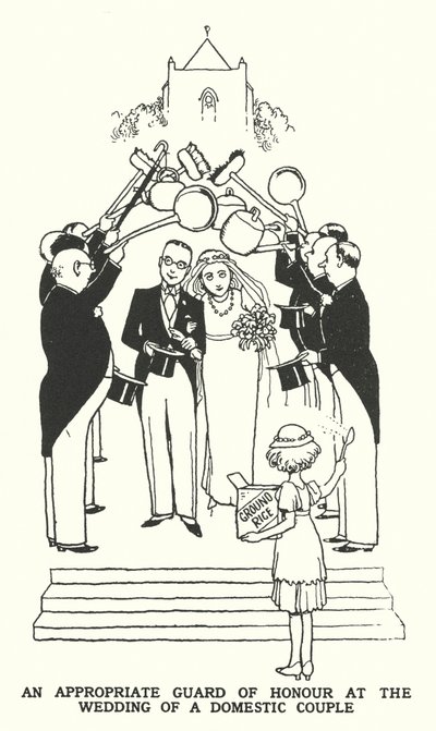 国内カップルの結婚式に相応しい護衛のあり方（リトグラフ 作： William Heath Robinson