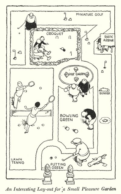 小さな遊園地のおもしろいレイアウト（リトグラフ 作： William Heath Robinson