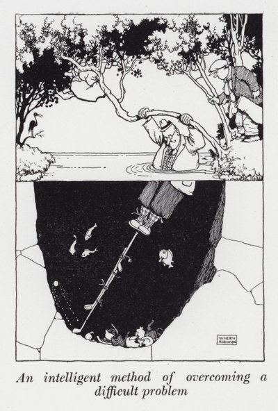 困難な問題を克服する知的な方法（リトグラフ 作： William Heath Robinson