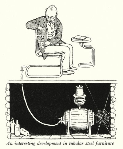 鋼管製家具の興味深い展開（リトグラフ 作： William Heath Robinson