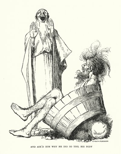 そして、なぜこんなに体を酷使するのかと問うた。 作： William Heath Robinson