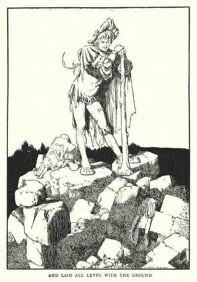 そして、すべてを地面と水平にした（リトグラフ 作： William Heath Robinson