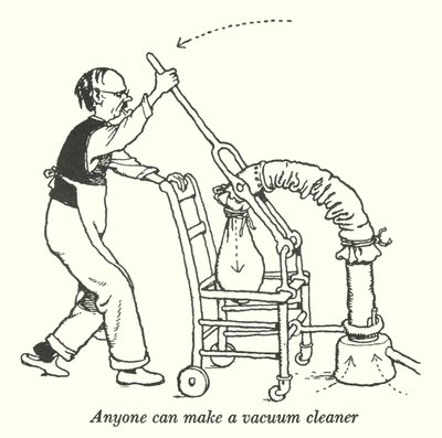 誰でも作れる掃除機(リトグラフ) 作： William Heath Robinson